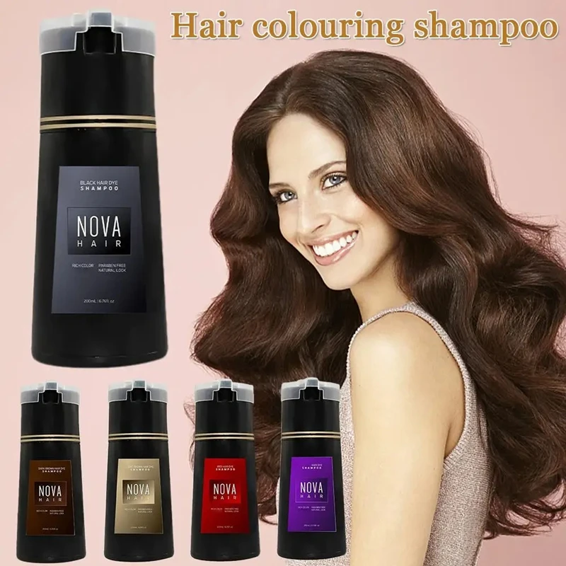 Nova Hair Dyeing Shampoo White Hair Fast Dyeing Black 3-in-1 Plant Hair Shampoo Fluffy Oil Control Hair Care Nourishing Shampoo