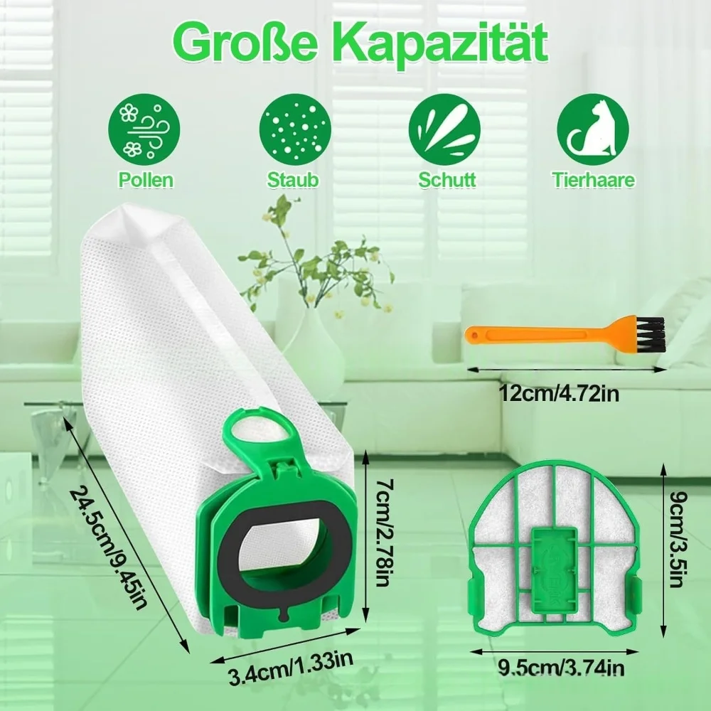 Geeignet für Vorwerk Kobold VB100 FP100 Staubsauger – Staubsammelbeutel aus Vliesstoff, Müllbeutel und Filtersieb