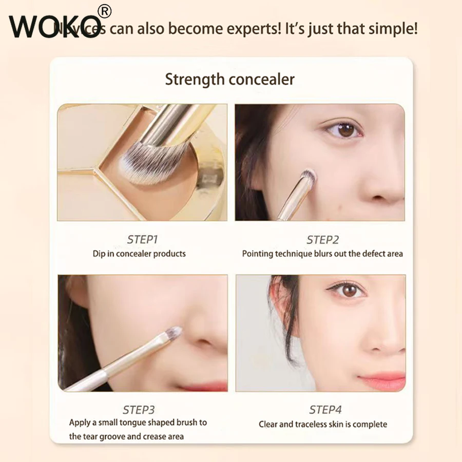WOKO Double Head Concealer Brush Finger Concealer Makeup Brush & Tip Head Concealer Brush Facial Blemish Coverage Makeup Tool