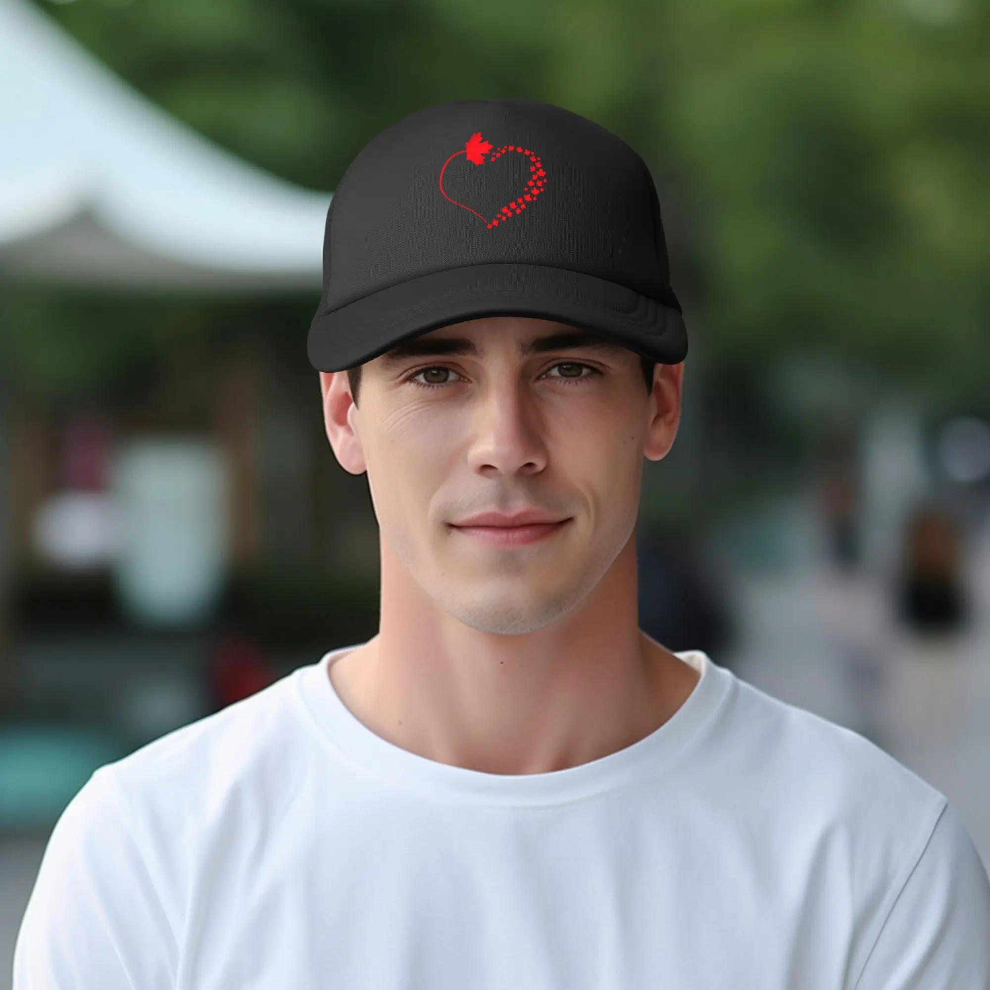 Maple Leaf Heart Canada Canadian Mesh Baseball Caps Unisex Sport Trucker Worker Cap Adjustable Summer Trucker Caps