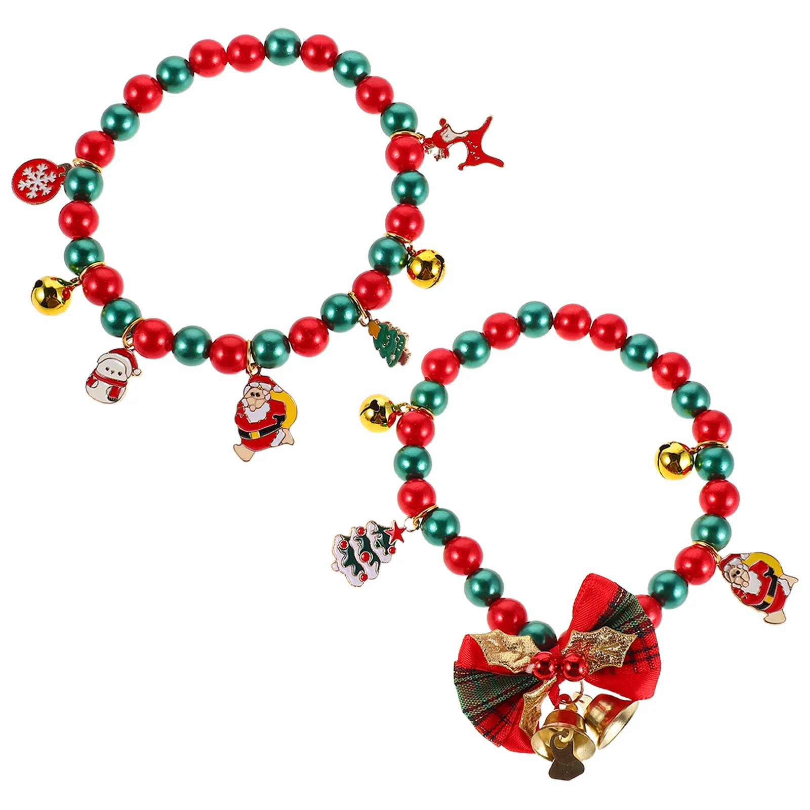 

2Pcs Christmas Dog Collar Santa Bell Small Pet Bow Tie Puppy Holiday Accessory Xmas Party Necklace Holiday Cat Collar