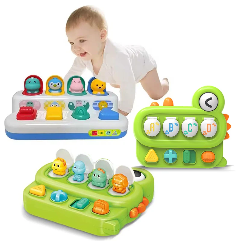 Interactive Pop-up Dinosaur Early Education Button Puzzle Games Montessori Fine Motor Skill Training Toys For Baby Pop Up Toy