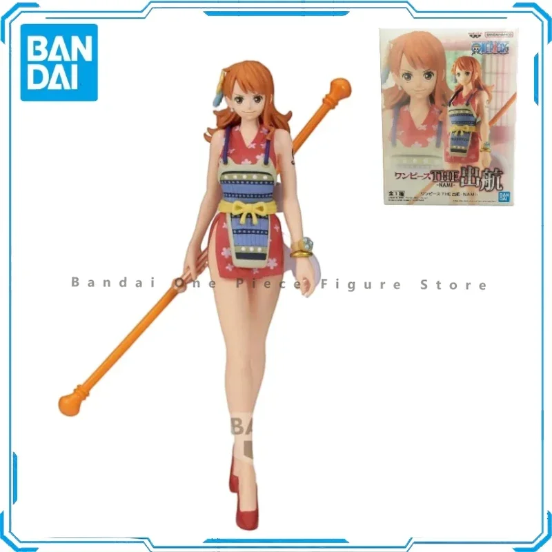 ในสต็อก Bandai One Piece Sailing Series Nami Action Figures ภาพเคลื่อนไหวของเล่นของขวัญของแท้สะสมอะนิเมะงานอดิเรก