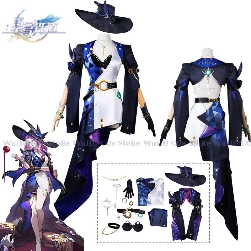 Game Honkai: Star Rail Cosplay Jade Cosplay Costume Jade Dress With Hat Necklace Prop Women Halloween Party Roleplay Costume