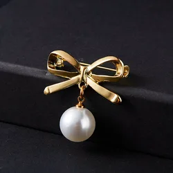 Fashion Bow Brooch For Women Luxury Crystal Pearl Brooch Clothing Accessories Jewelry Wholesale