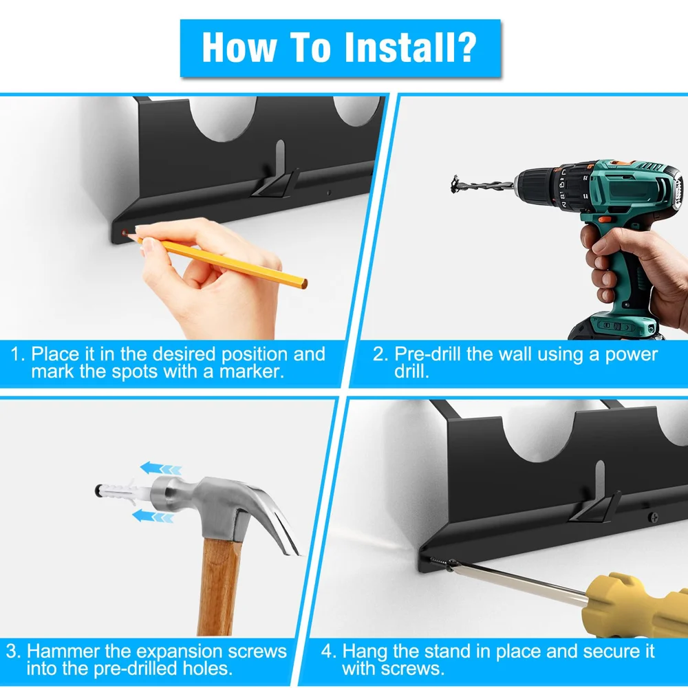 Heavy-Duty Wall Mount for Angle Grinder & Polisher | Metal Wall-Mounted Storage Shelf for Garage & Workshop