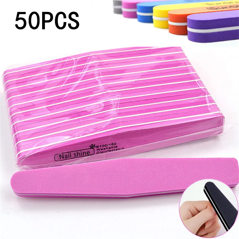 5/10/20/50PCS Professional Double Side Nail File Block Sponge Nail Polish Buffing Sanding Buffer Strip Polishing Pedicure