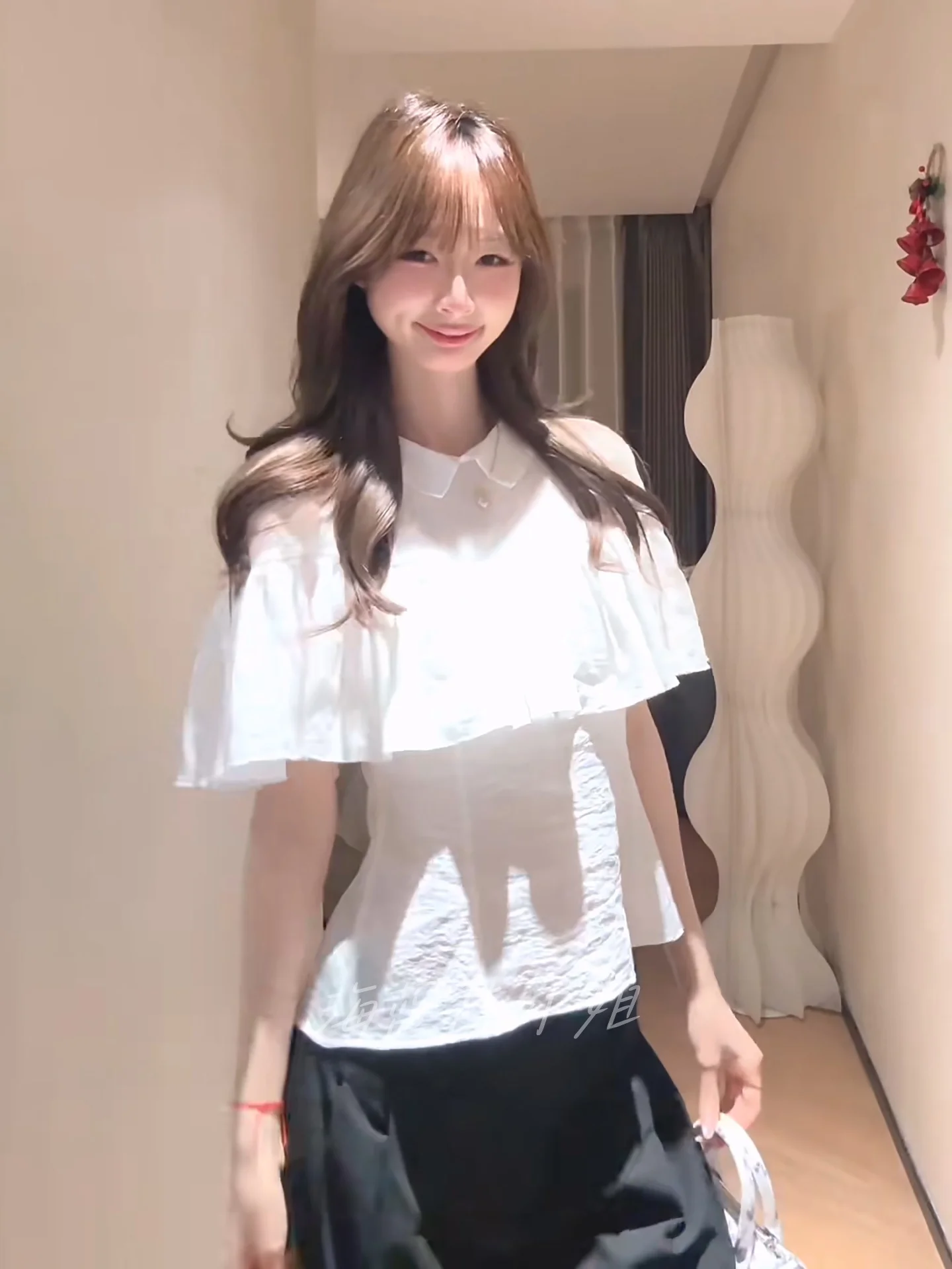 

Handmade Pleated Cowl Neck Shirt Women's Lightweight Breathable Slimming Top Casual Style Polyester Fabric Short Sleeve