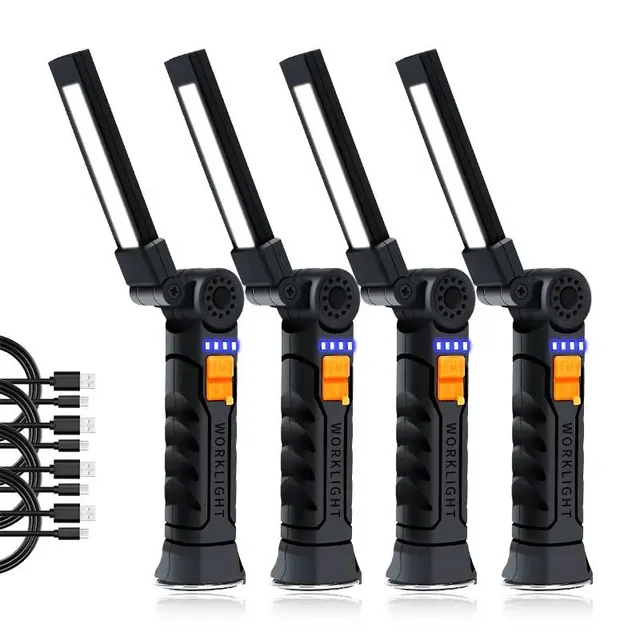 Latarka USB z wbudowanym akumulatorem Latarka kempingowa LED Światło robocze z podstawą magnetyczną 5 trybów do domu na zewnątrz Camping