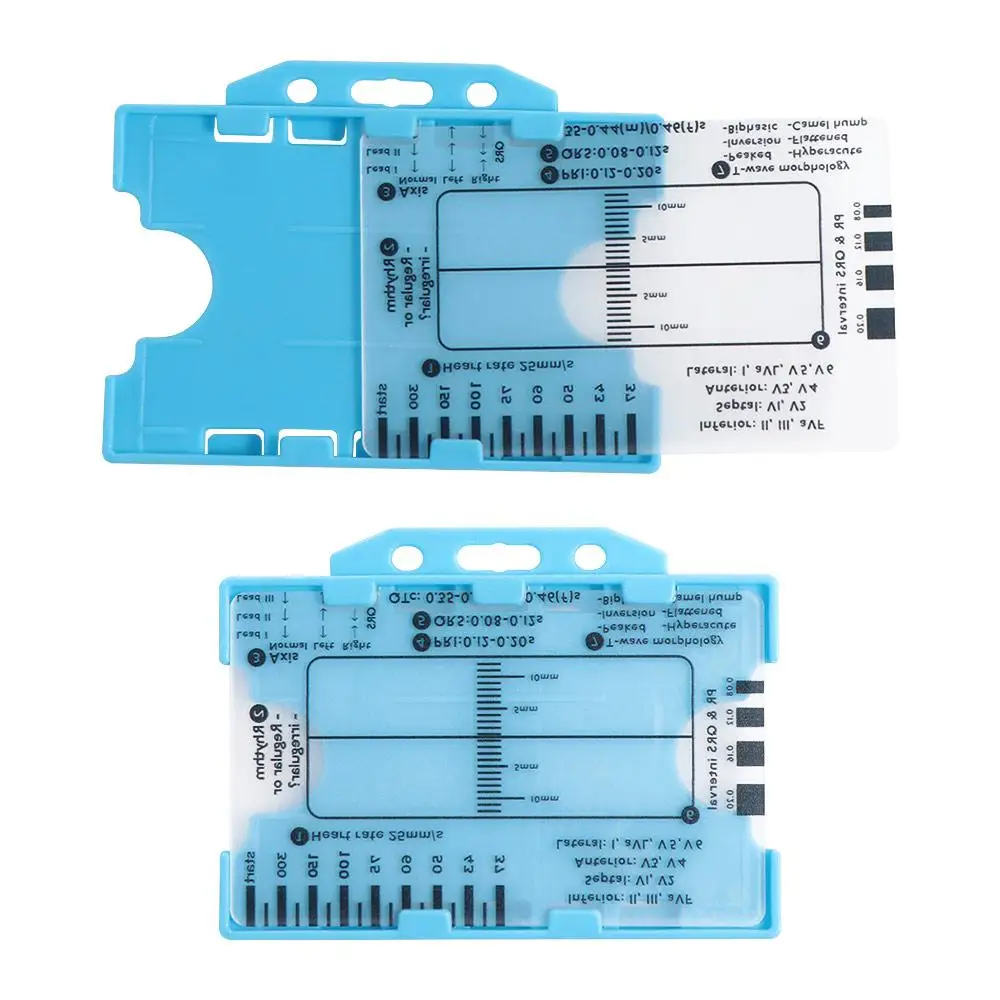 Interpretation ECG 7 Step Ruler Card Portable Pocket Clear ECG EKG Calipers with Protective Sheath Measuring