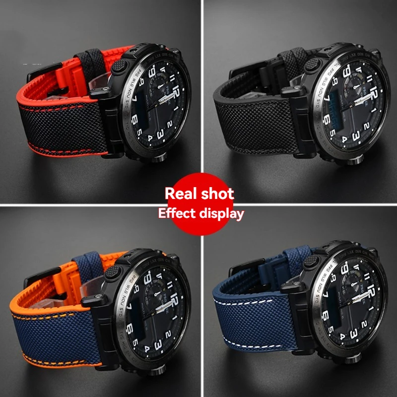 سوار ساعة رياضية من المطاط الراتنج 23 ملم/24 ملم لساعة كاسيو GA2000 PRG-600/PRG-650/PRW-6600/PRW-60Y/50Y/70Y - حزام مقاوم للماء - متين