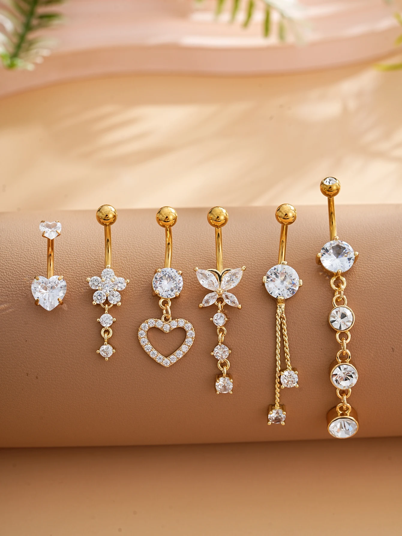 3-8 Stück/Set Gemischte Bauchnabelpiercing-Sets Lange Hängende Gebogene Bauchnabelringe Nombril Ombligo Damen 14G Schmetterling Bauchnabelpiercings