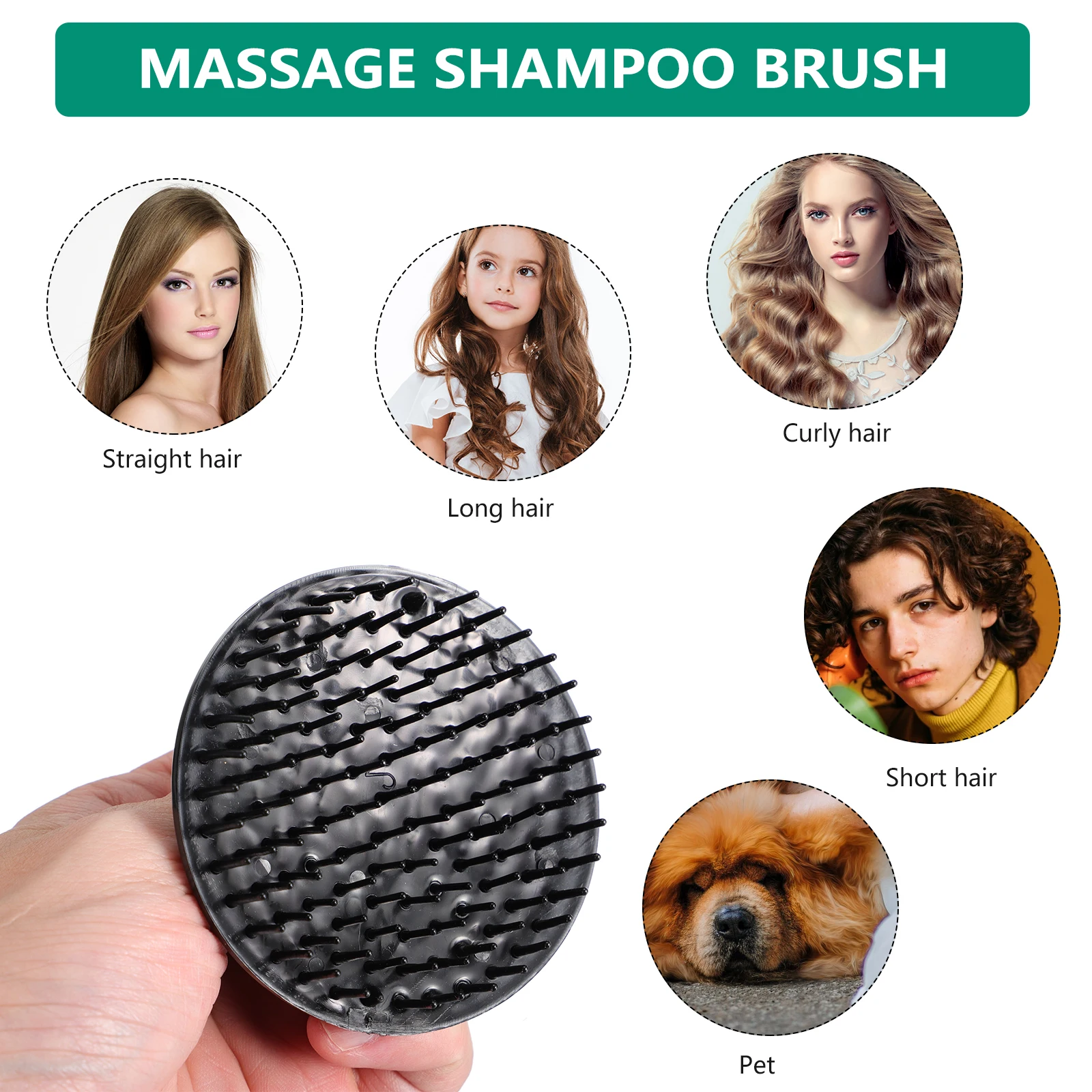 

Ergonomic Hair Scalp Massager Brush Shampoo Tool Soft Gentle Dandruff Sebum Removal Cleaning Thick Coarse Curly Hair Use Black
