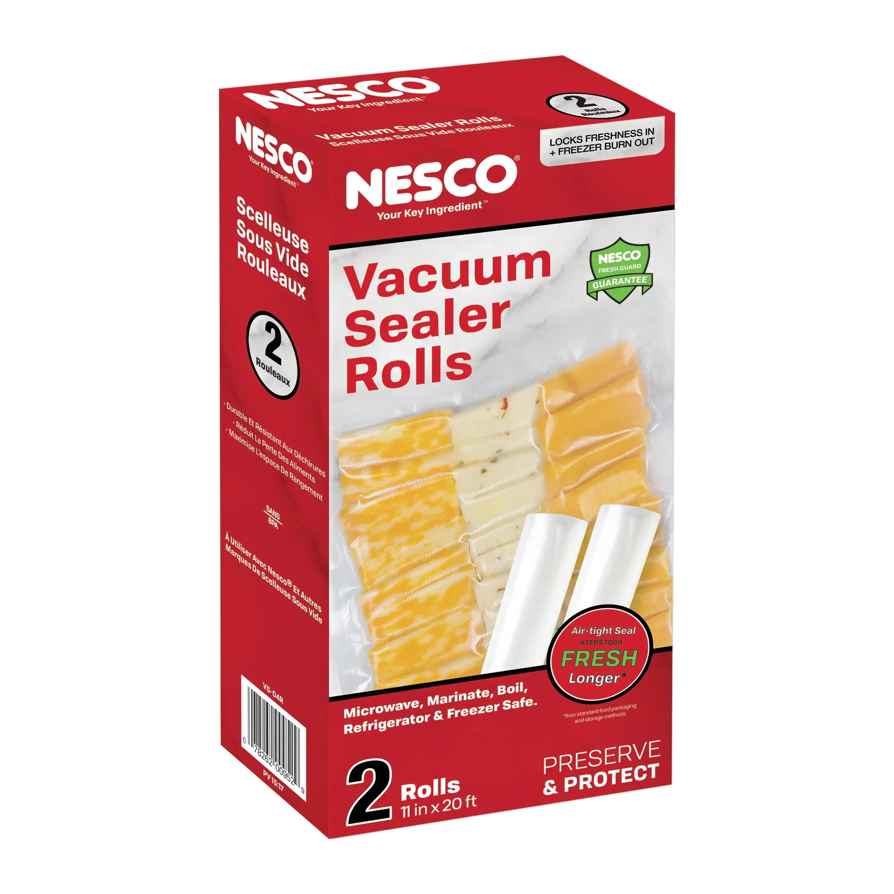 

NESCO® VS-04R Vacuum Sealer Bag, Roll 11"X 20', 2 Pack Clear Plastic