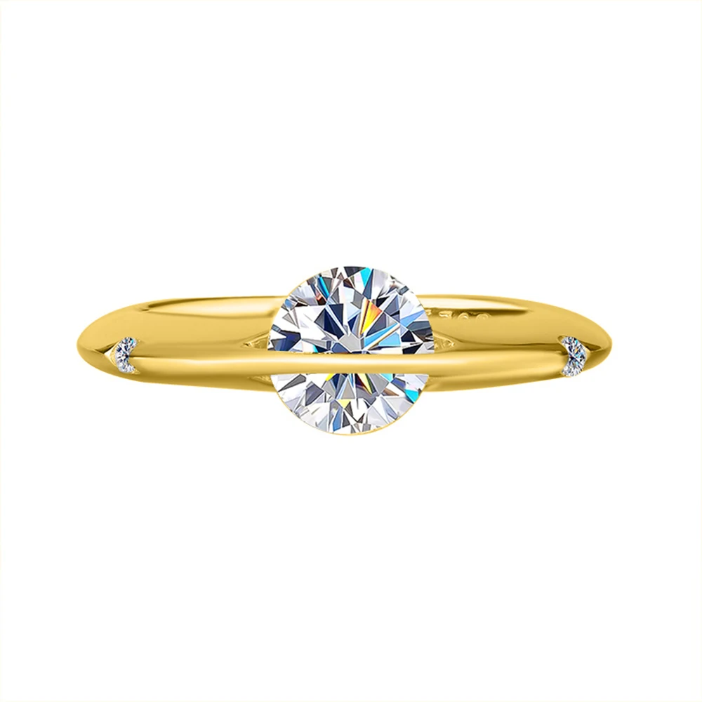 1‑Carat Solitaire Moissanite Engagement Ring for Women, Spinning‑Planet‑Design 925 Sterling‑Silver Wedding Band Fine Jewelry, Ideal Gift for Her