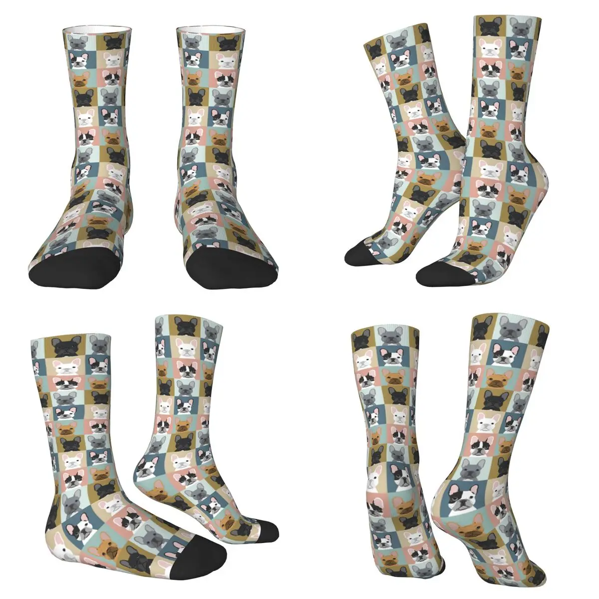 

Dog French Bulldog Portraits Socks Harajuku Stockings All Season Long Socks Accessories for Unisex Christmas Gifts