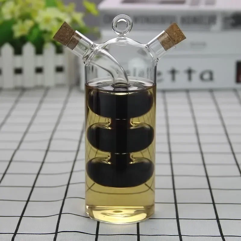Double-layer Cocktail Glass, Bar Utensil Mandarin Duck Wine Glass, 2-in-1 Kitchen Accessories Soy Sauce Oil Bottle Storage Jar