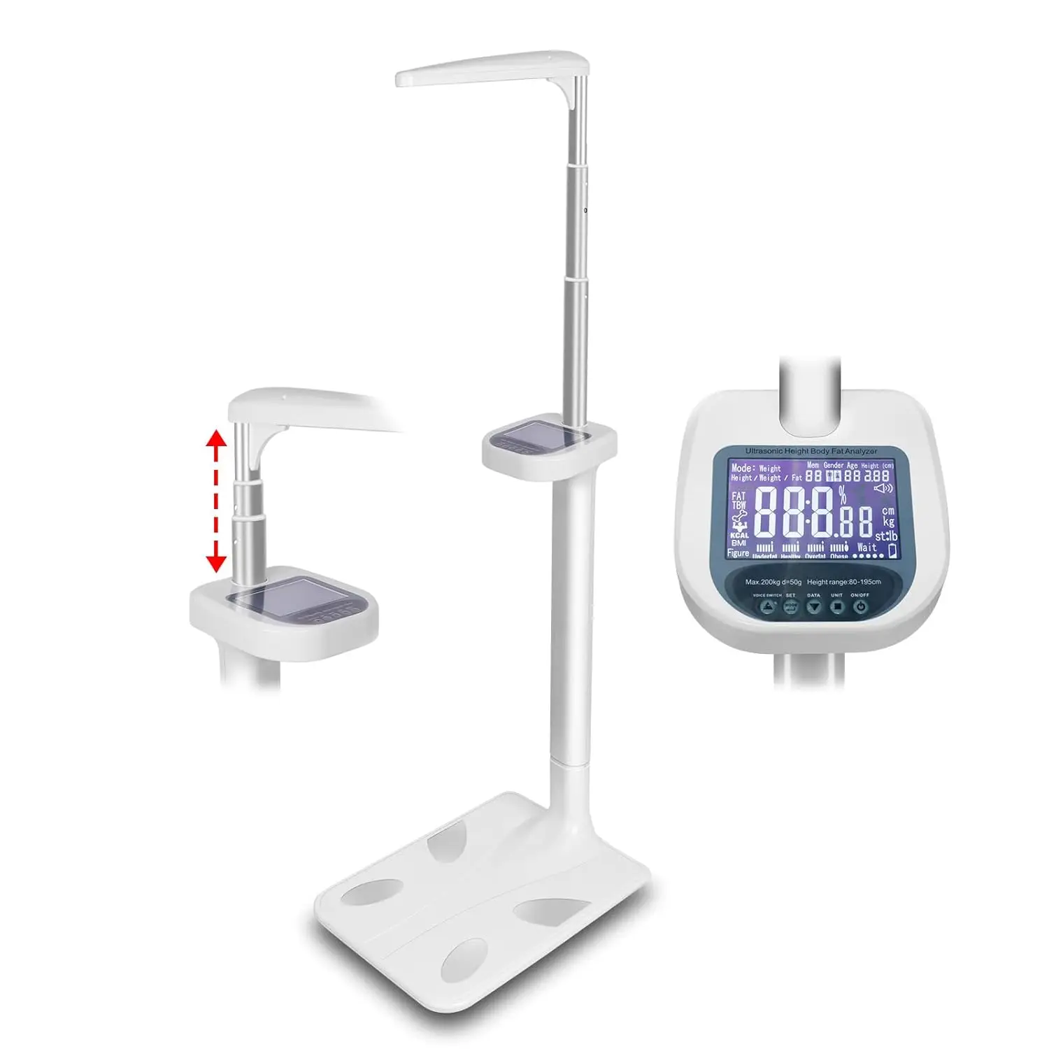 Professional Digital Physicians Scale, Ultrasonic Height And Weight Analyzer, 440Lbs Capacity, Body Weight & Height Scale