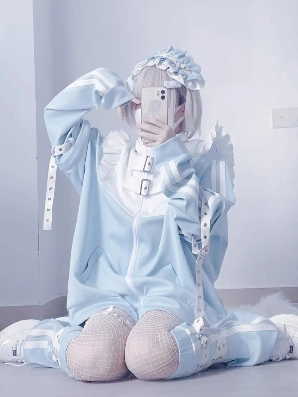 Bionic Angel Detachable Two-Way Wear Short Pants Leg Covers Set Cute Soft Girl Sweatshirt Jacket Water Color Sleeve Women's Set