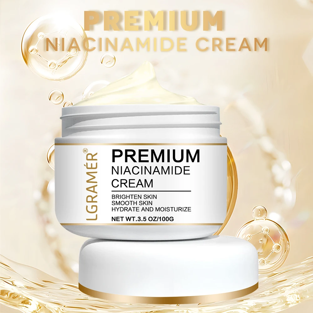 LGRAMER Gold Hyaluronic Acid Nicotinamide Face Essence Moisturize Replenishment Smooth Brighten Skin Care Firming Facial Serum