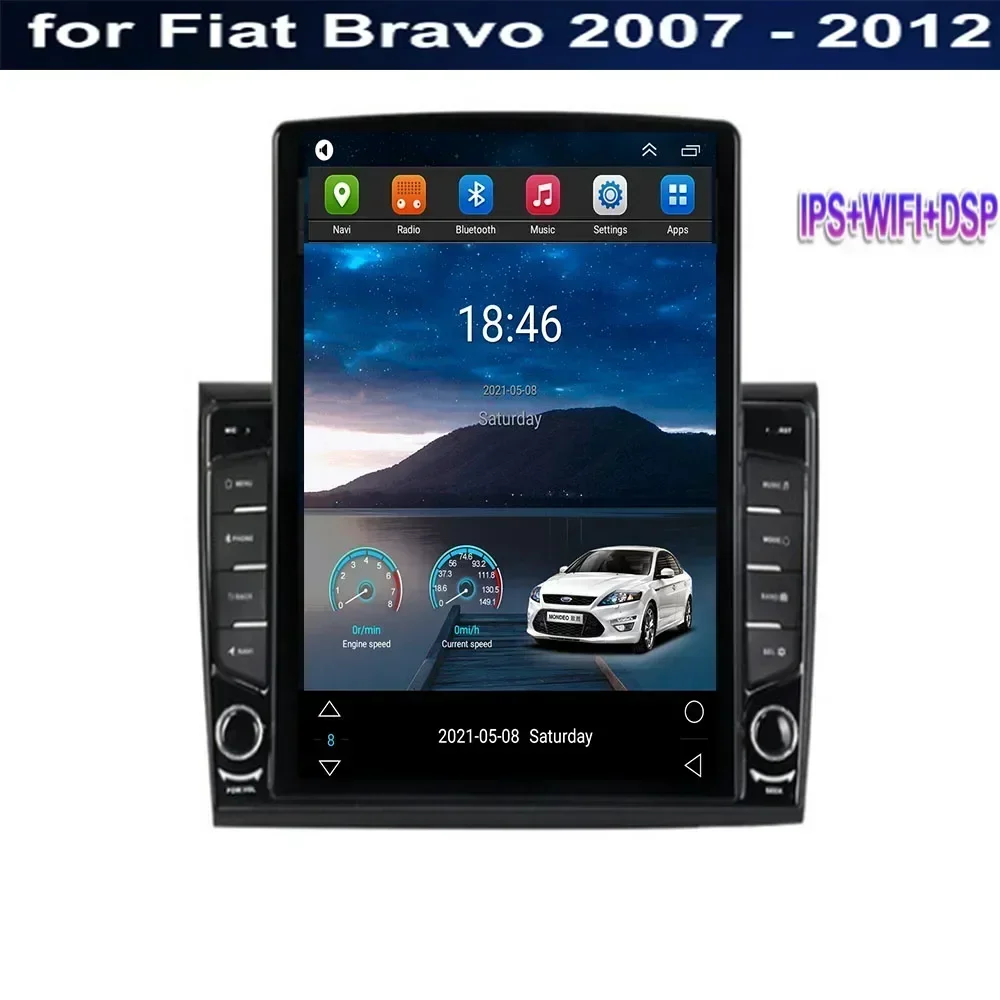 

8G + 128G Android 13 Carplay для Fiat Bravo 2007-2012 Tesla Style Автомобильный радиоприемник 2 Din Carplay Мультимедийный плеер GPS-навигация