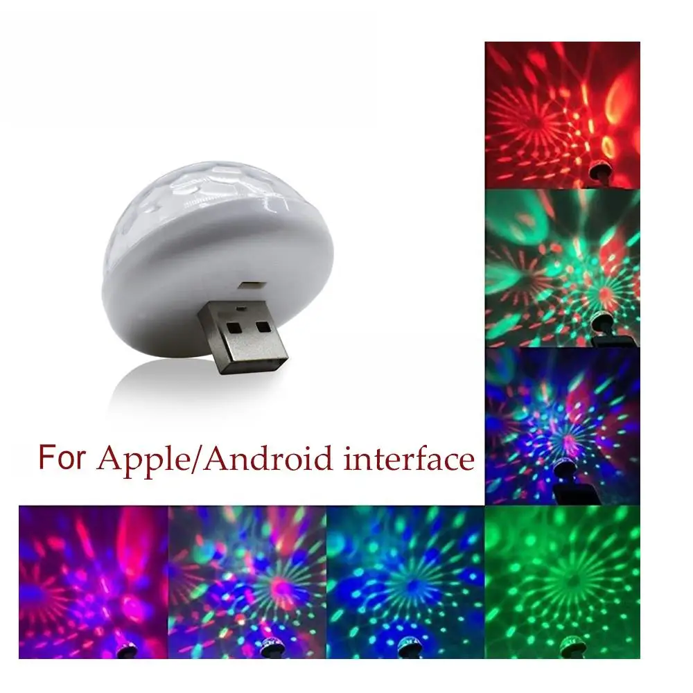 

Mini USB LED Car Atmosphere Light RGB Music Sound Control DJ Disco Ball Lamp Home Party For Android Apple Phone Lights