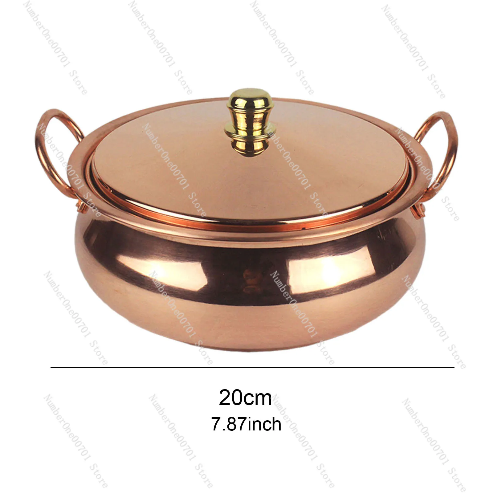 

18cm/20cm/22cm/24cm Pure Copper Pot Household Handmade Binaural Cooking Pot Compatible Induction Gas Stoves Cookware with Cover