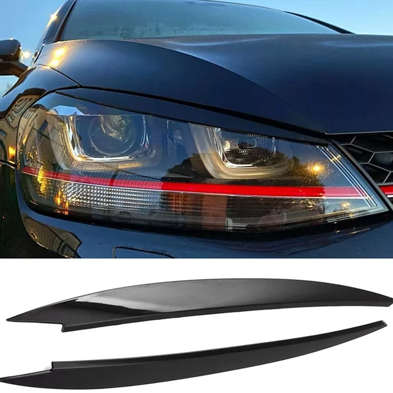 

2PCS Bright Black Front Headlight Eye Mask Eyebrow Cover Trim For Volkswagen Golf MK7 Golf R GTI GTD Car External Accessories