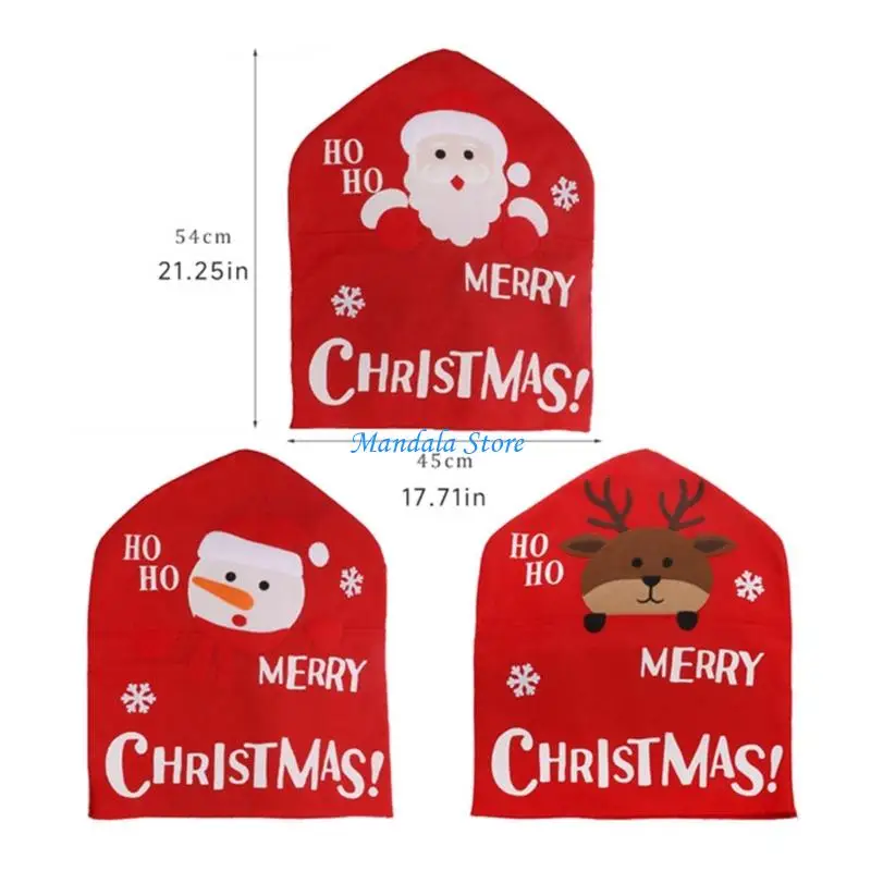 U2JC عيد الميلاد سانتا غطاء كرسي ناعم عالمي الحجم قابل للغسل في الغسالة للمنزل والمكتب وحفلات عيد الميلاد