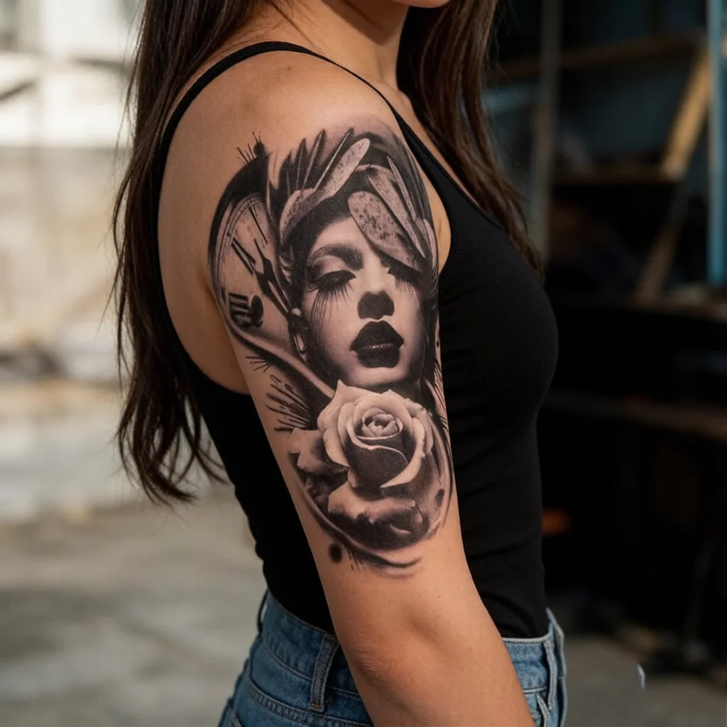 Waterproof Temporary Tattoo StickerArt Flower Devil Tattoos Black Skull Body Art Arm Tattoo Henna Tatoo Sticker