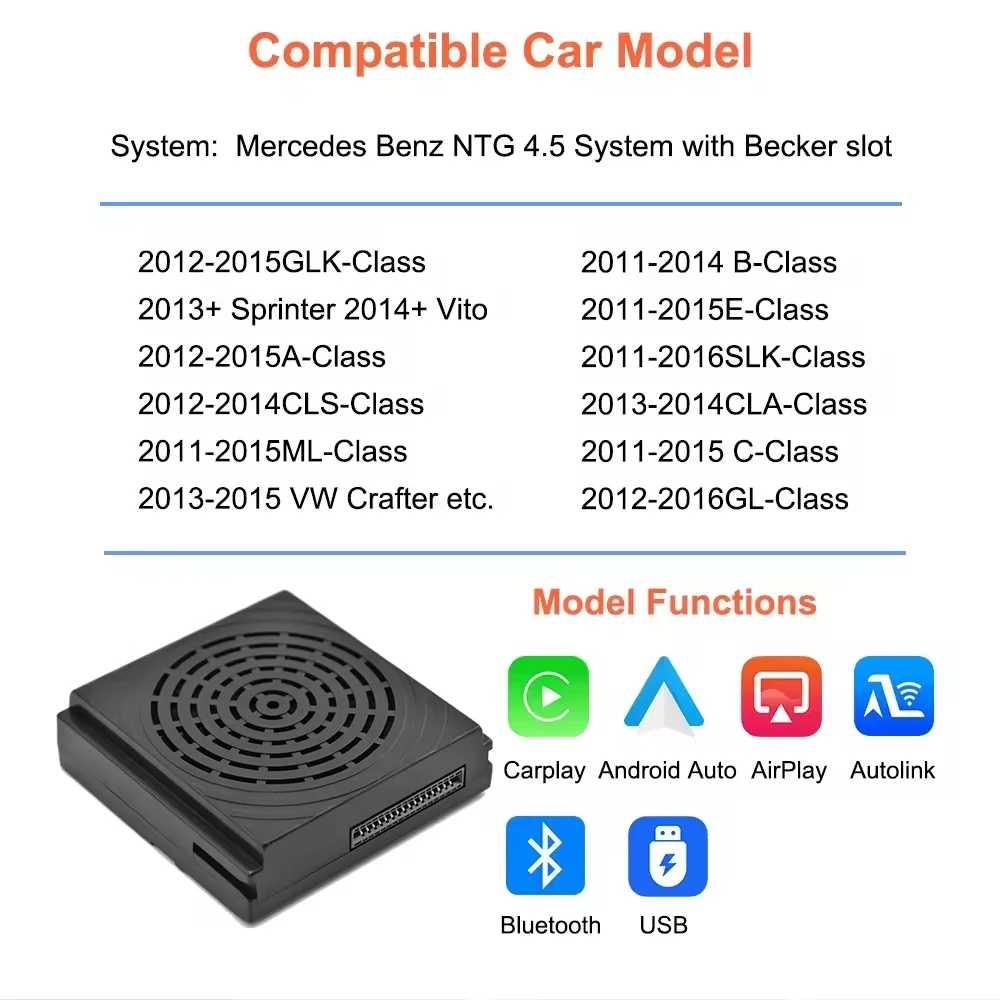 التوصيل والتشغيل وحدة Carplay اللاسلكية Android Auto Becker لمرسيدس بنز A B C E CLA GLA GLK ML Sprinter NTG4.5 BT الملاحة