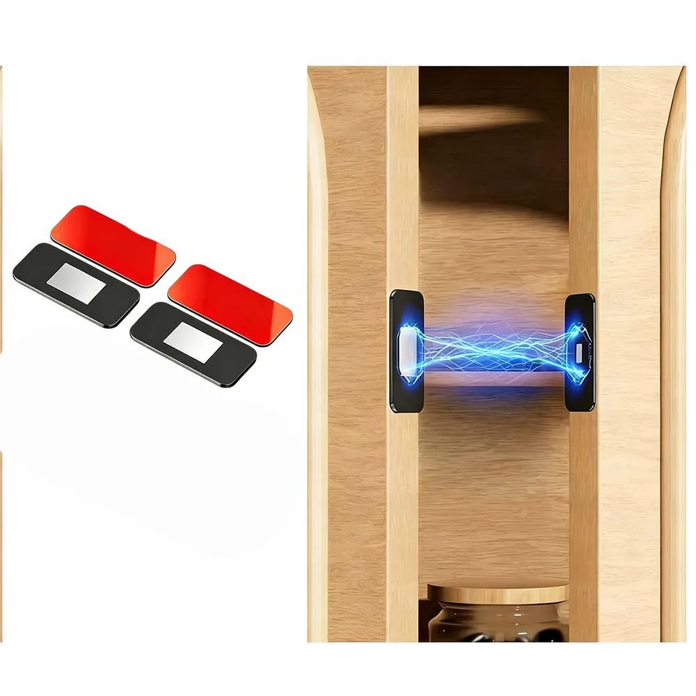 

Stainless Steel Magnetic For Cabinet Door Latches 4 Pairs Strong Hold for Bedroom Bathroom Closet and Furniture
