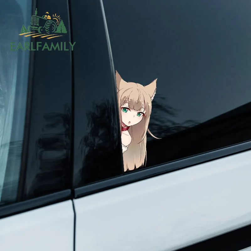 Fox Girl Car Sticker Peeking Anime Fox Girl Wall Sticker Dirt Bike Motorcycle Fridge Helmet Laptop Skateboard Mug Sticker