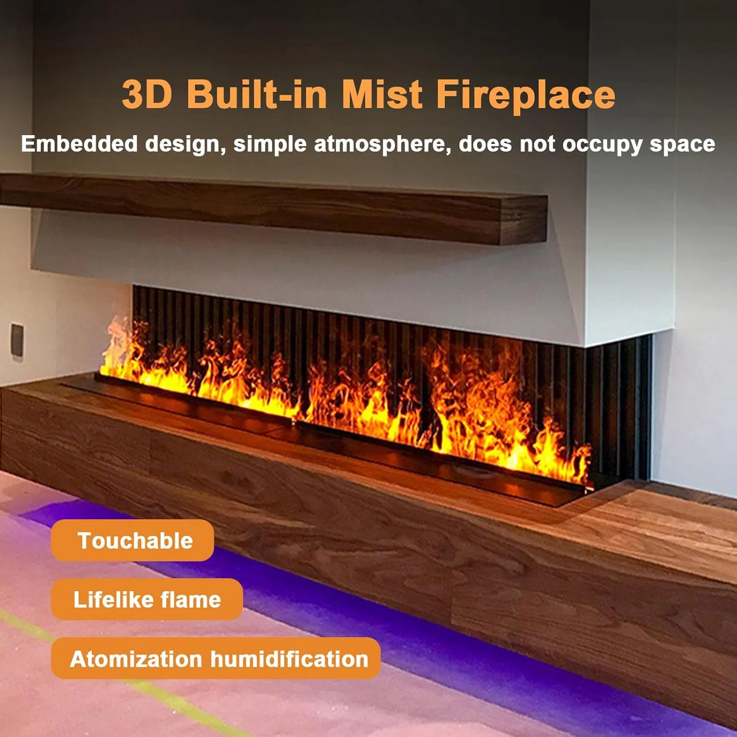 2026 New Intelligent Built-In Electric Fireplace With Metal Construction Energy Saving LED Simulated Flame For Home & Hotel Use