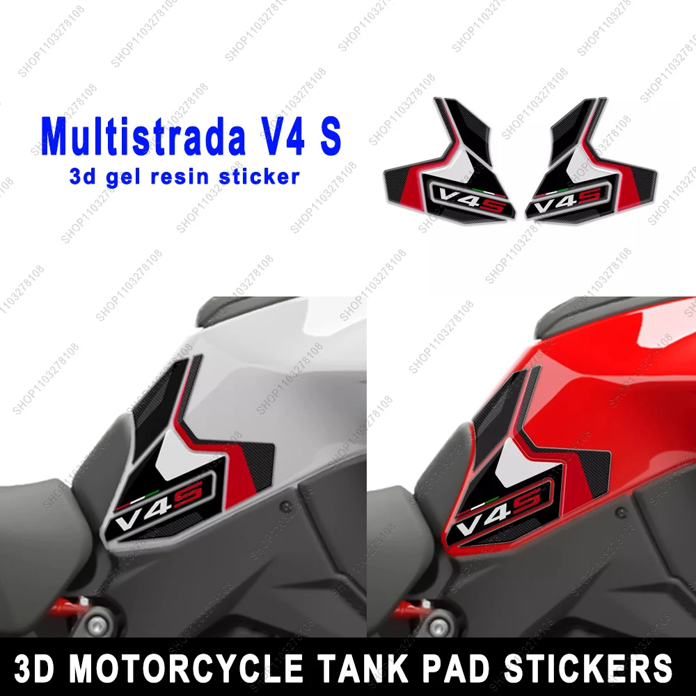 

New V4 S Sticker Motorcycle Accessories 3D Epoxy Resin Sticker kit For Ducati Multistrada V4 S Non-slip side Tank Pad Sticker