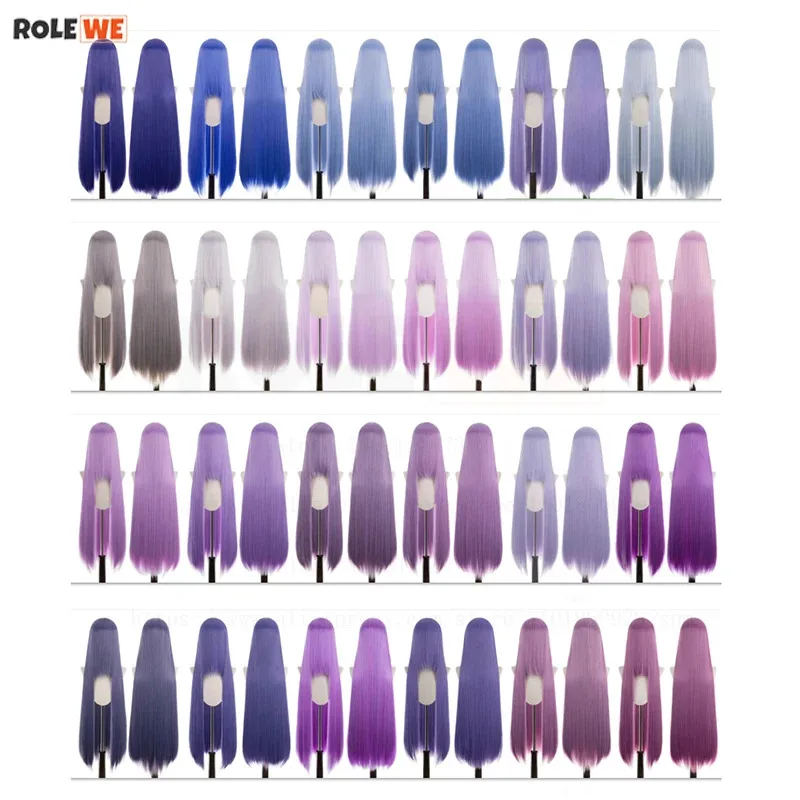 

192 цвета, 100 см, длинный прямой парик для косплея, дымчатый, синий, розовый, Таро, фиолетовый, фиолетовый, термостойкие синтетические волосы, аниме-парики Link6