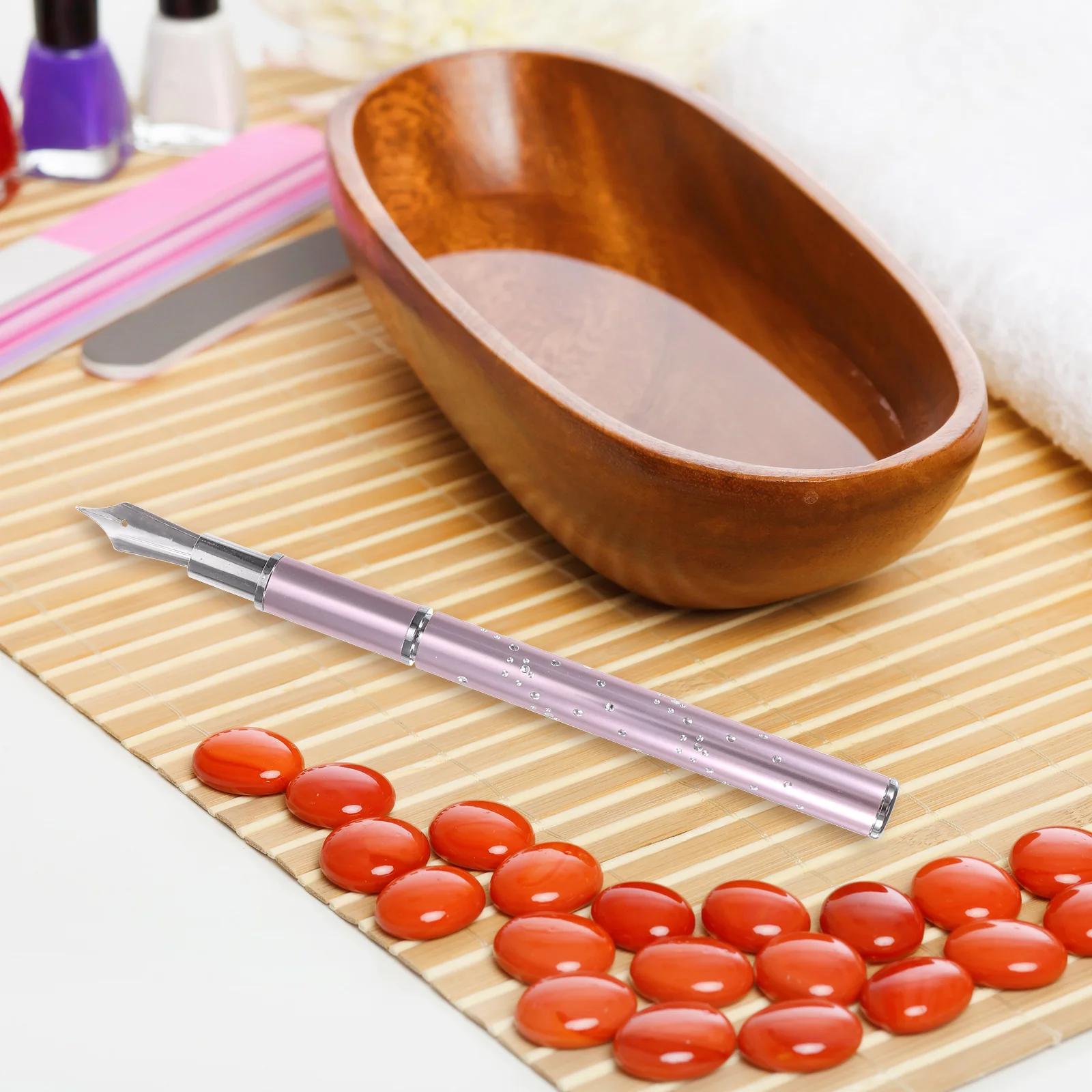 

1 Set Nail Art Fountain Pen Brush Replacement Beads Painting Accessories Manicure Tools Kit For Women Lightweight Long Handle