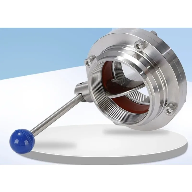 304 Stainless Steel Sanitary Grade Internal Thread Butterfly Valve, Manual Inner Wire Connection Valve DN80