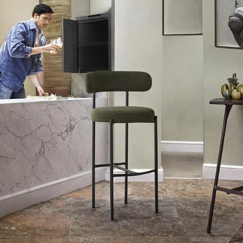Modern style antique high bar chair stool fabric metal legs