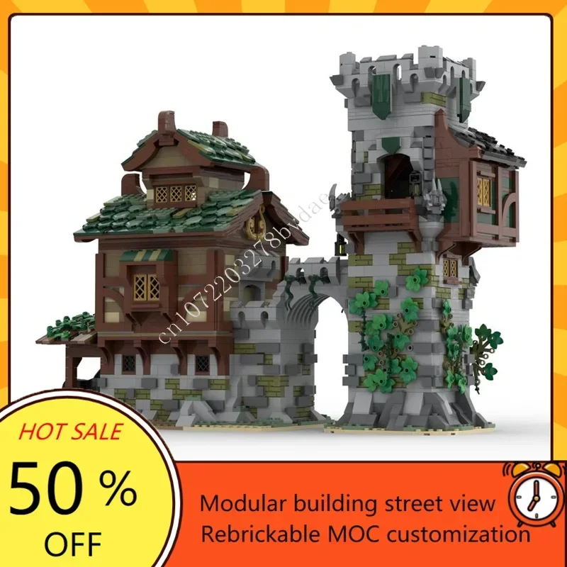MOC Medieval Castle Custom Puzzle Model MEDIEVAL GUARD TOWER，MEDIEVAL STABLE Technical DIY Toy For Child Holiday TechnologyGift