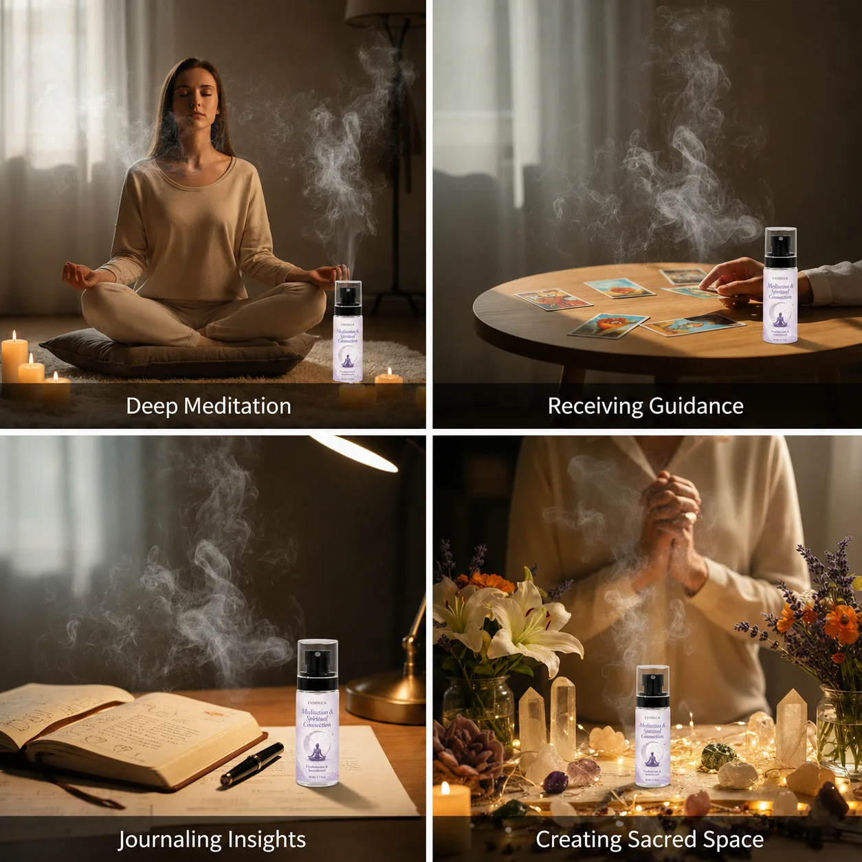 EVODUCK Meditation & Spiritual Connection Aura & Room Spray 3PCS Set, 3 x 80ml Frankincense & Sandalwood Fine Mist Fragrance, Warm Resin Woody Home Fragrance for Meditation, Bedroom, Sacred Space, Spiritual Ritual, Gift for Women, Friends & Daily Use view 8