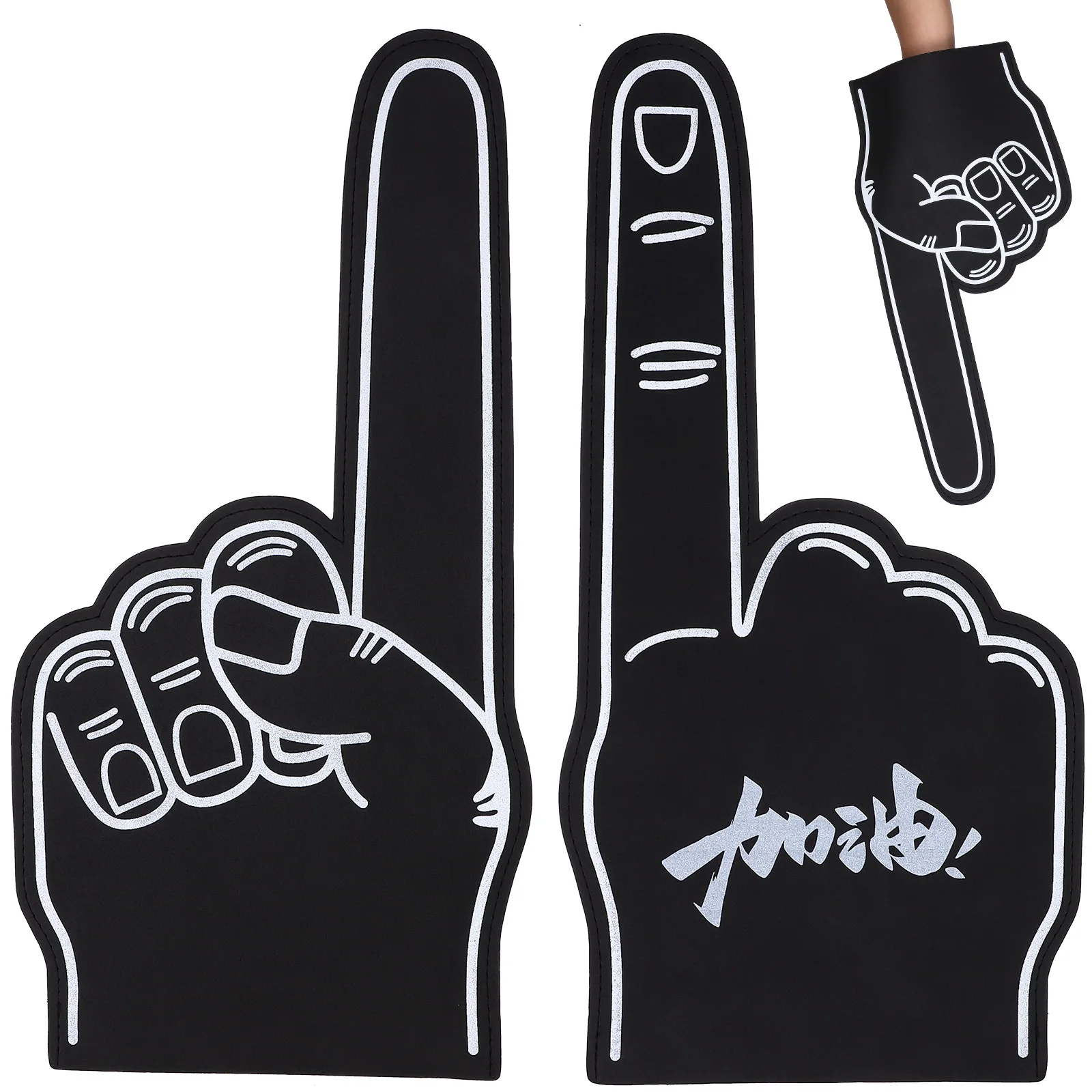 

3 pcs Giant Foam Hands EVA Cheering Gloves 43x23 5cm Black Pointer Finger Sports Fan Prop Cheerleading Accessories Party Favor