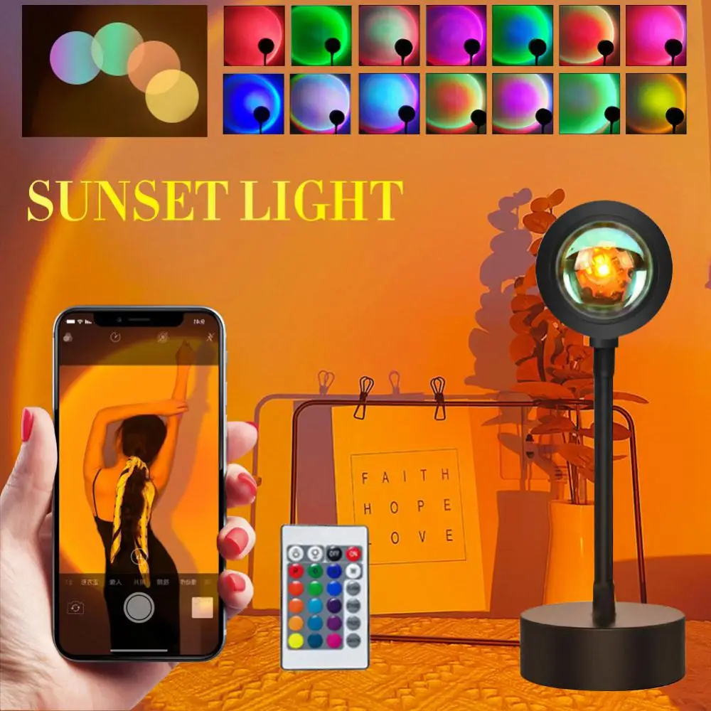 64 Colors Bluetooth Sunset Lamp Projector RGB Led Night Light Tuya Smart APP Remote Control Decoration Bedroom Photography Gift