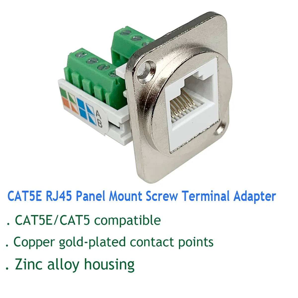 AT87-2PCS RJ45 Panel Mount Screw Terminal Adapter, RJ45/8P8C Female Panel Mount Connector, RJ45 Solderless Terminal Extender