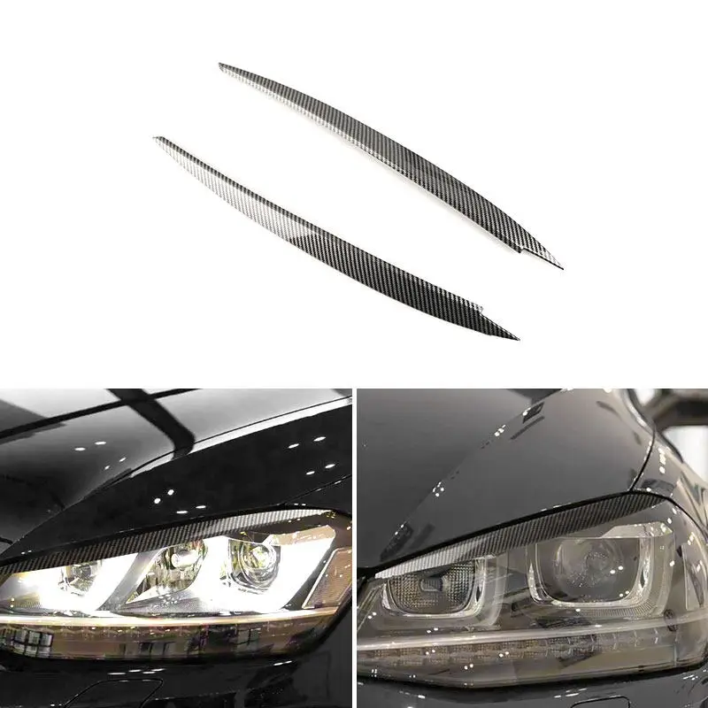 ل VW Golf 7 MK7 GTI GTD GTE R-Line R TDI TSI MPI 2014 2015 2016 2017 2018 ABS سيارة الجبهة المصابيح الأمامية الحاجب الجفون غطاء الكسوة #1