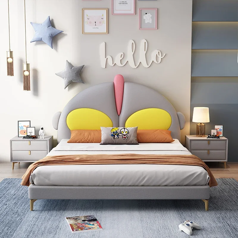 

Children 'S Bed Boy 'S Bed Modern Simple And Light Luxury Technology Fabric Bed Creative Cartoon