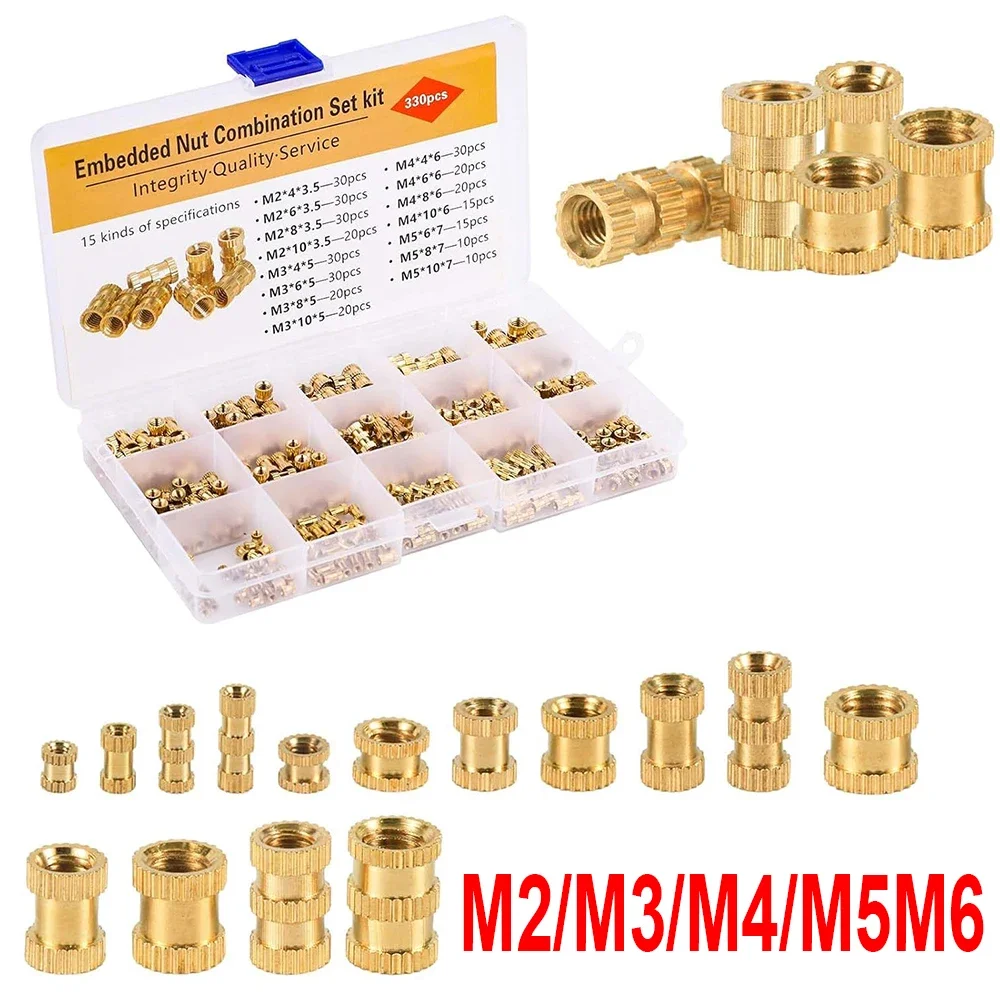Brass Threaded Insert Nut Kit M2 M2.5 M3 M4 M5 M6 M8 Hot Melt Heat Knurled Embed Injection Copper Insertnut for 3D Print Plastic