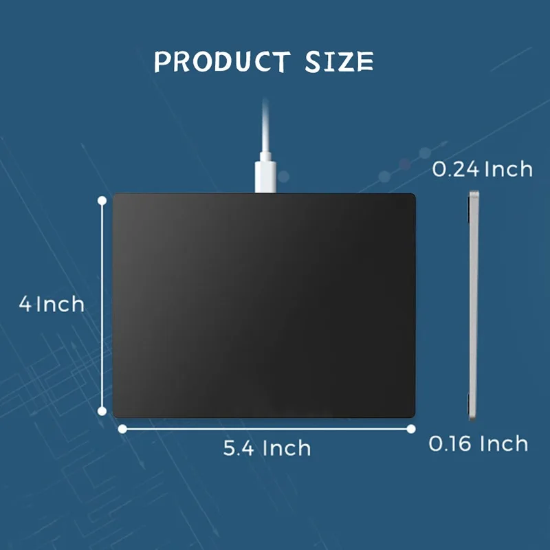 

Проводной USB-трекпад с мультитач-функциями, тонкая сенсорная мышь для Windows, настольных ПК, ноутбуков, черный