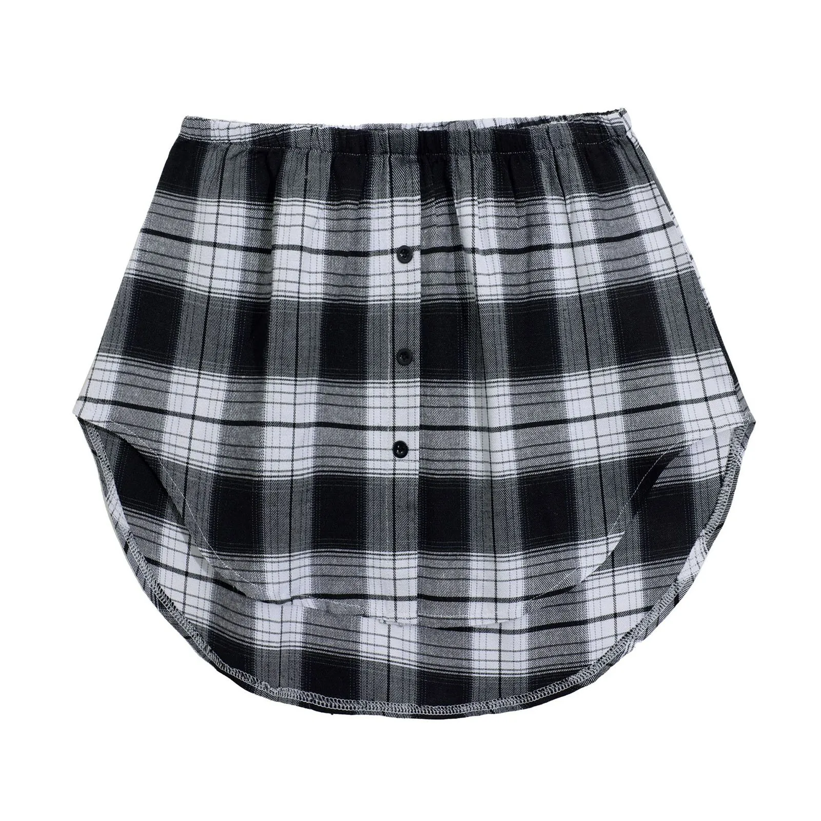 

Versatile New Shirt With Fake Hem Half Length Skirts For Women Classic Plaid Printing Ladies Underlay Skirt With Buttons