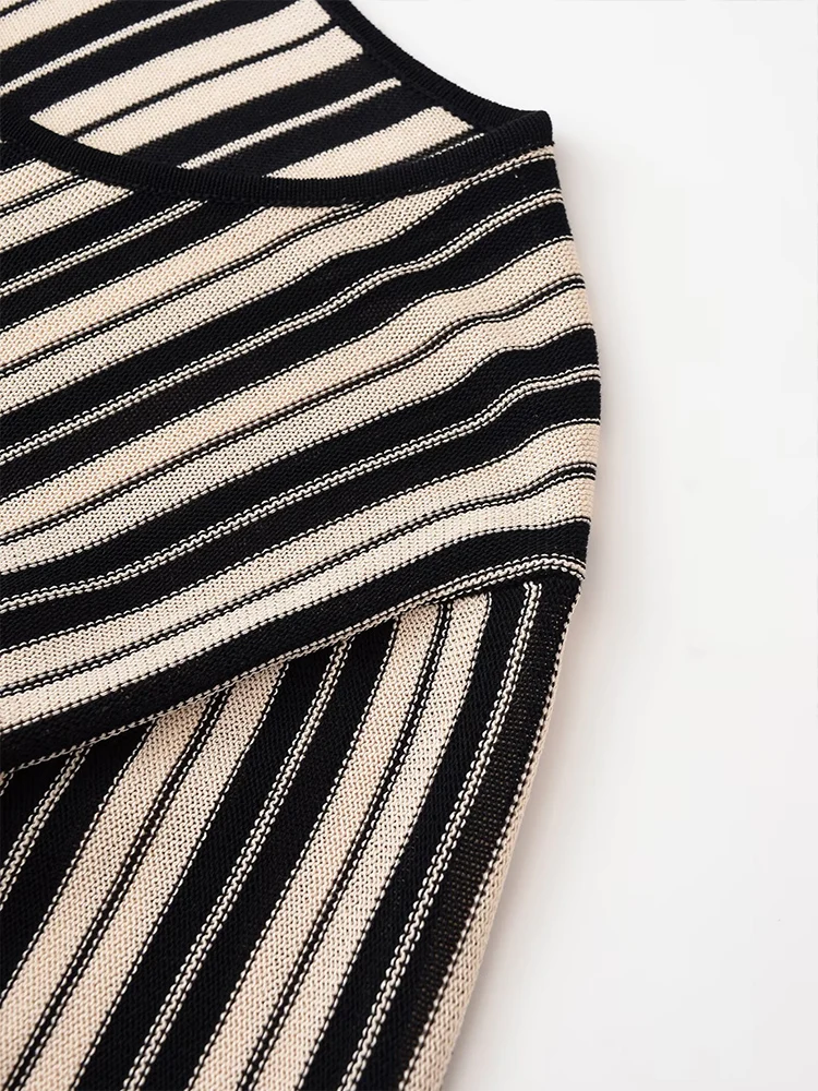 TRAF maglione a righe a maniche corte con collo rotondo semplice e temperamento casual da donna in stile europeo e americano